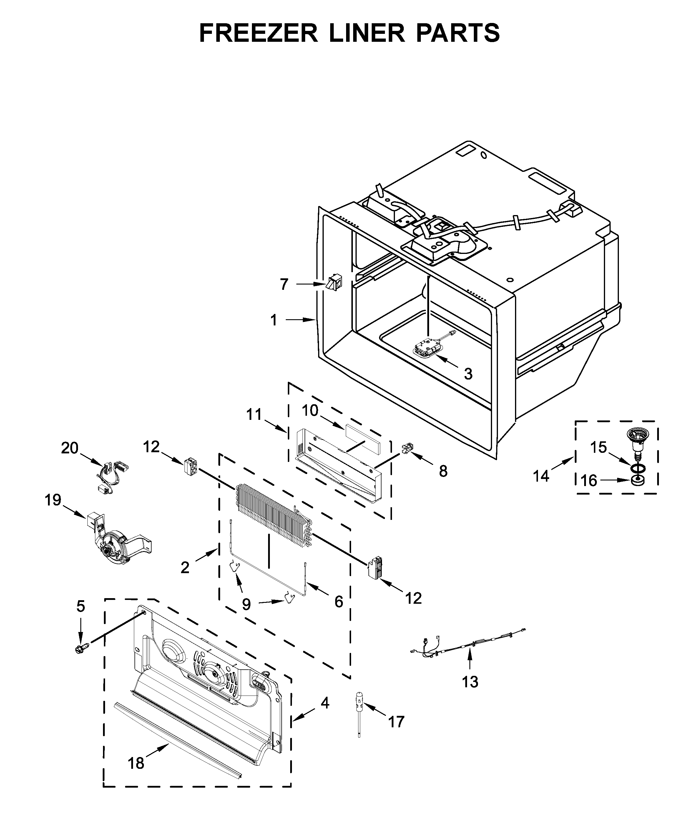 Freezer liner parts