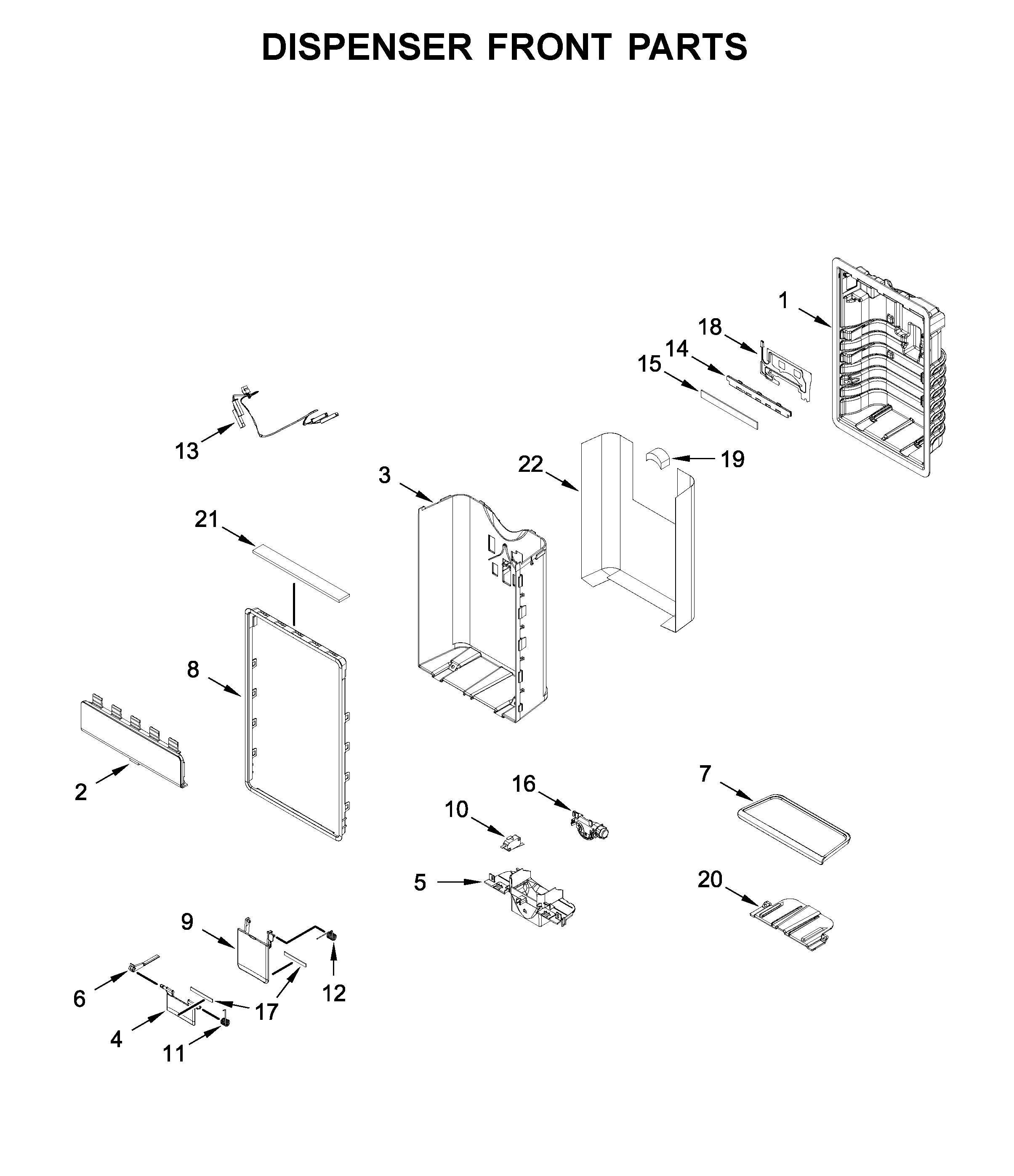 Dispenser front parts