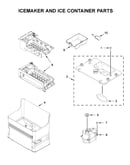 Icemaker and ice container parts