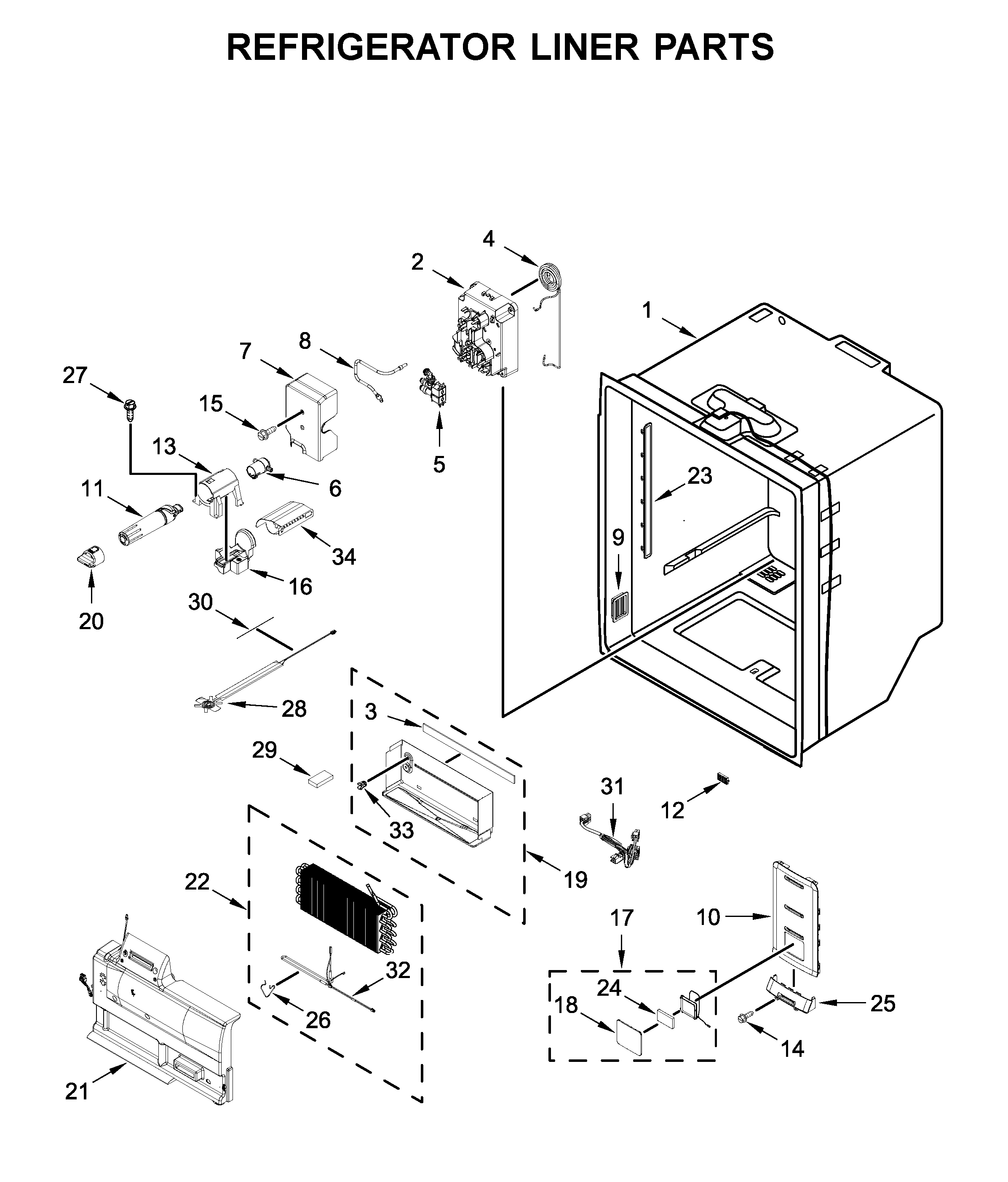 Refrigerator liner parts