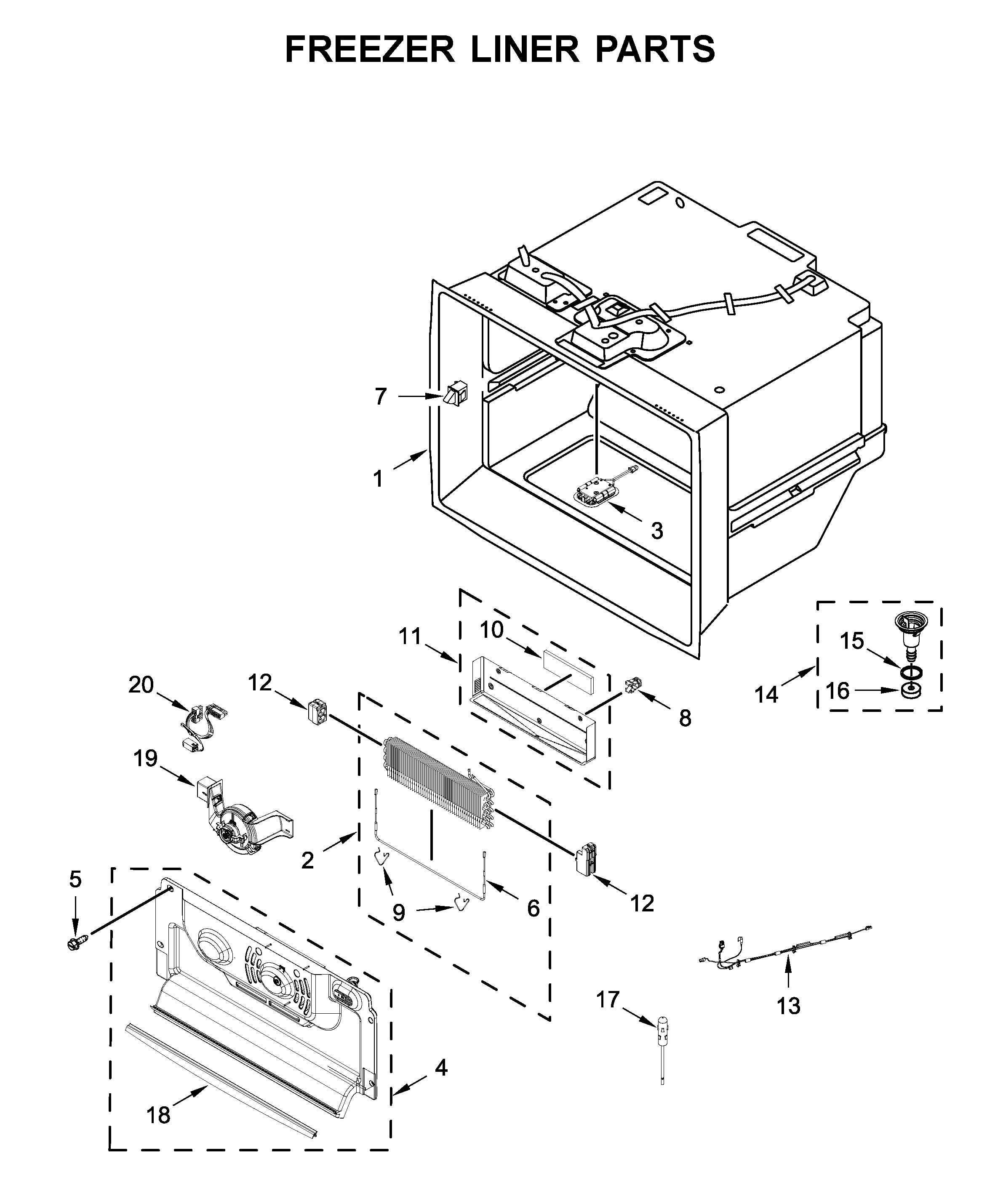 Freezer liner parts