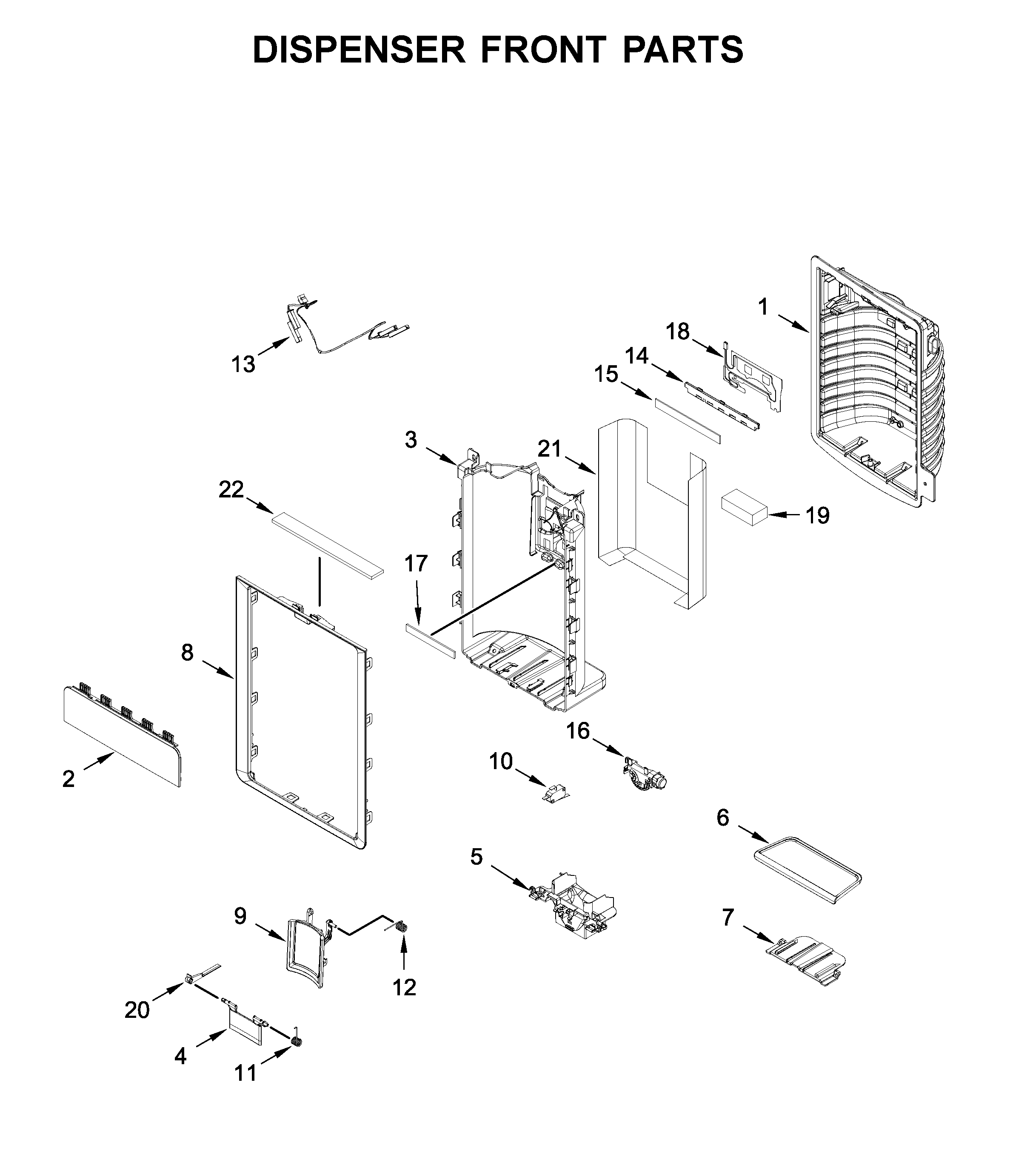 Dispenser front parts