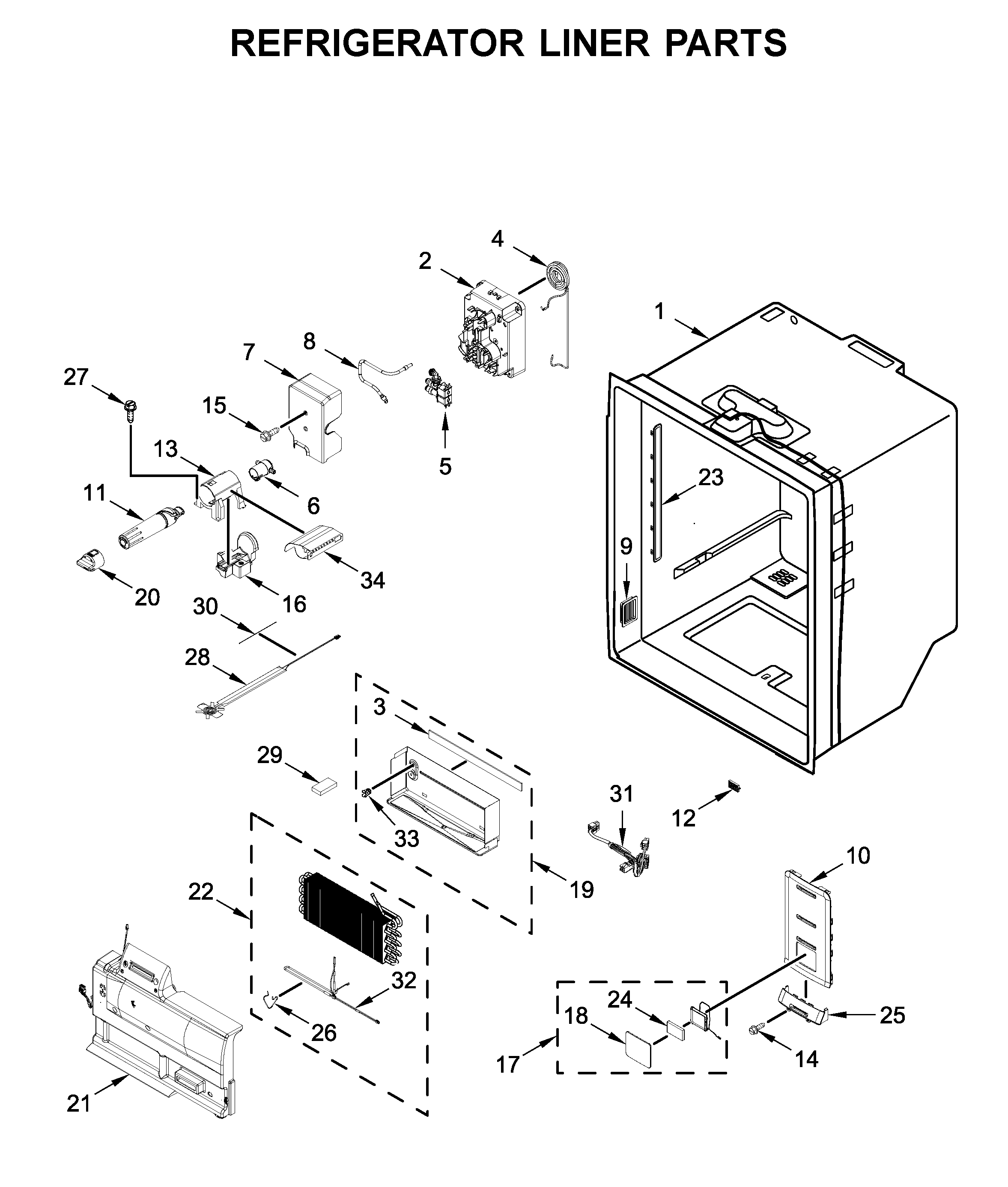 Refrigerator liner parts