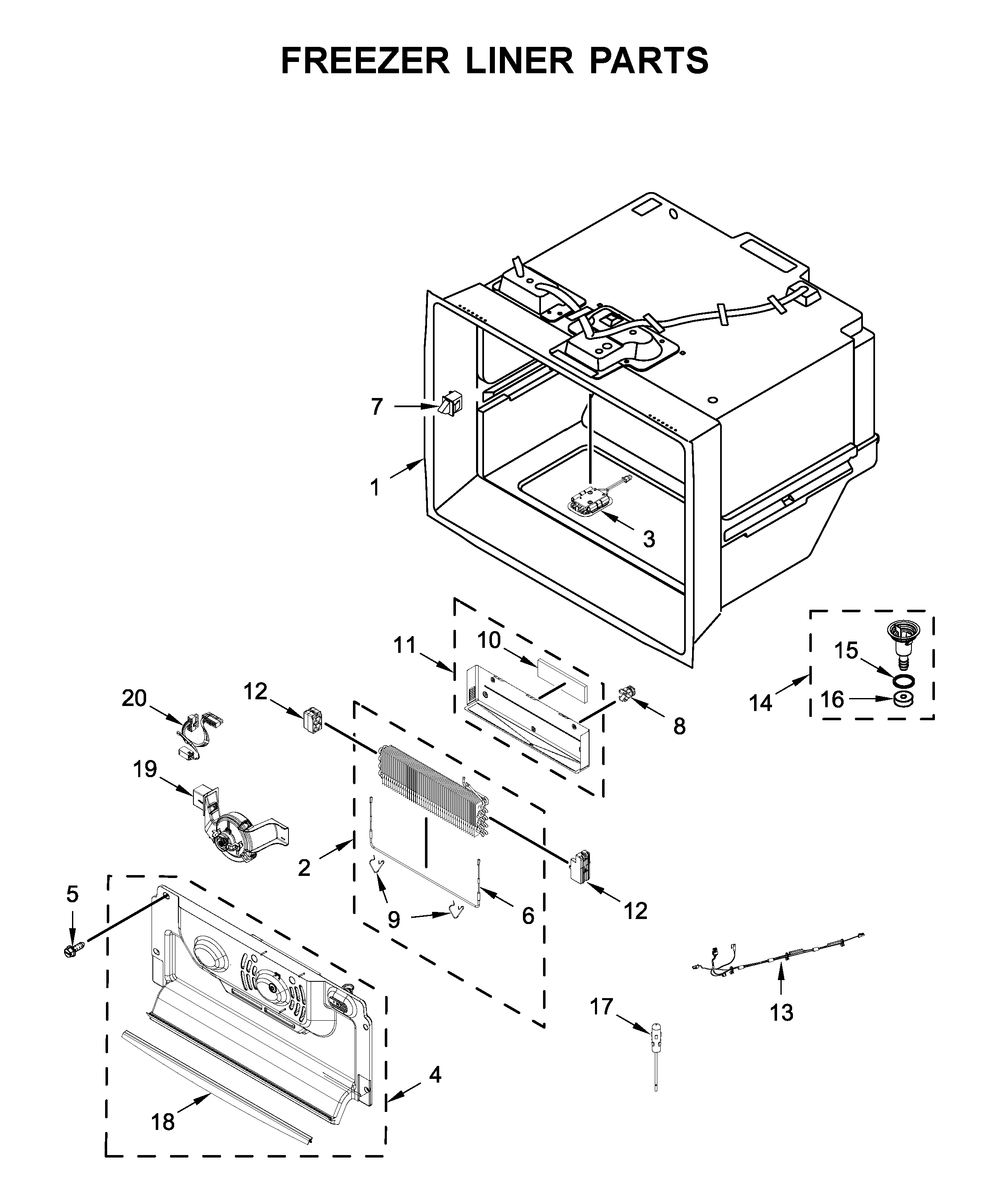 Freezer liner parts