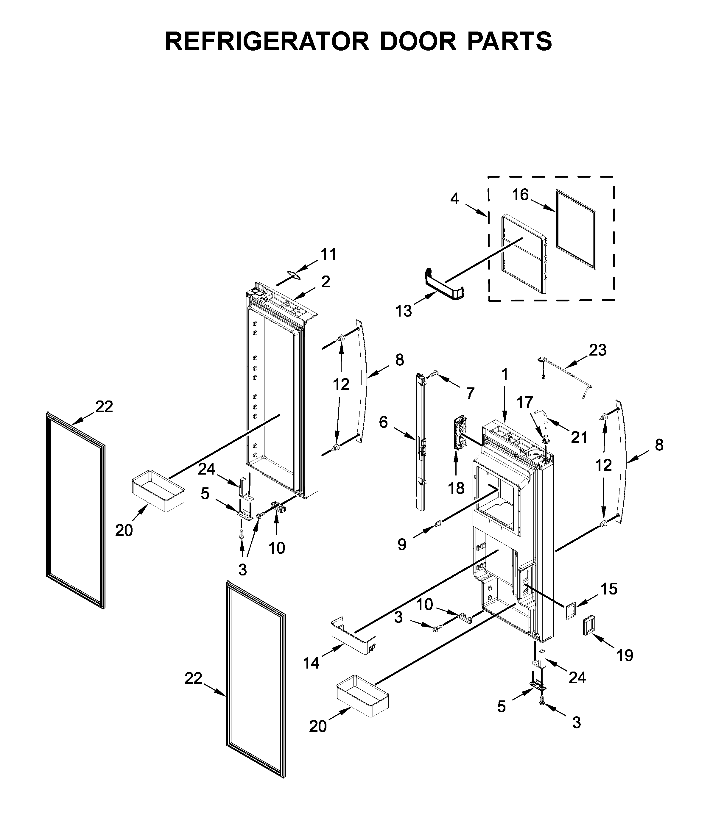 Refrigerator door parts