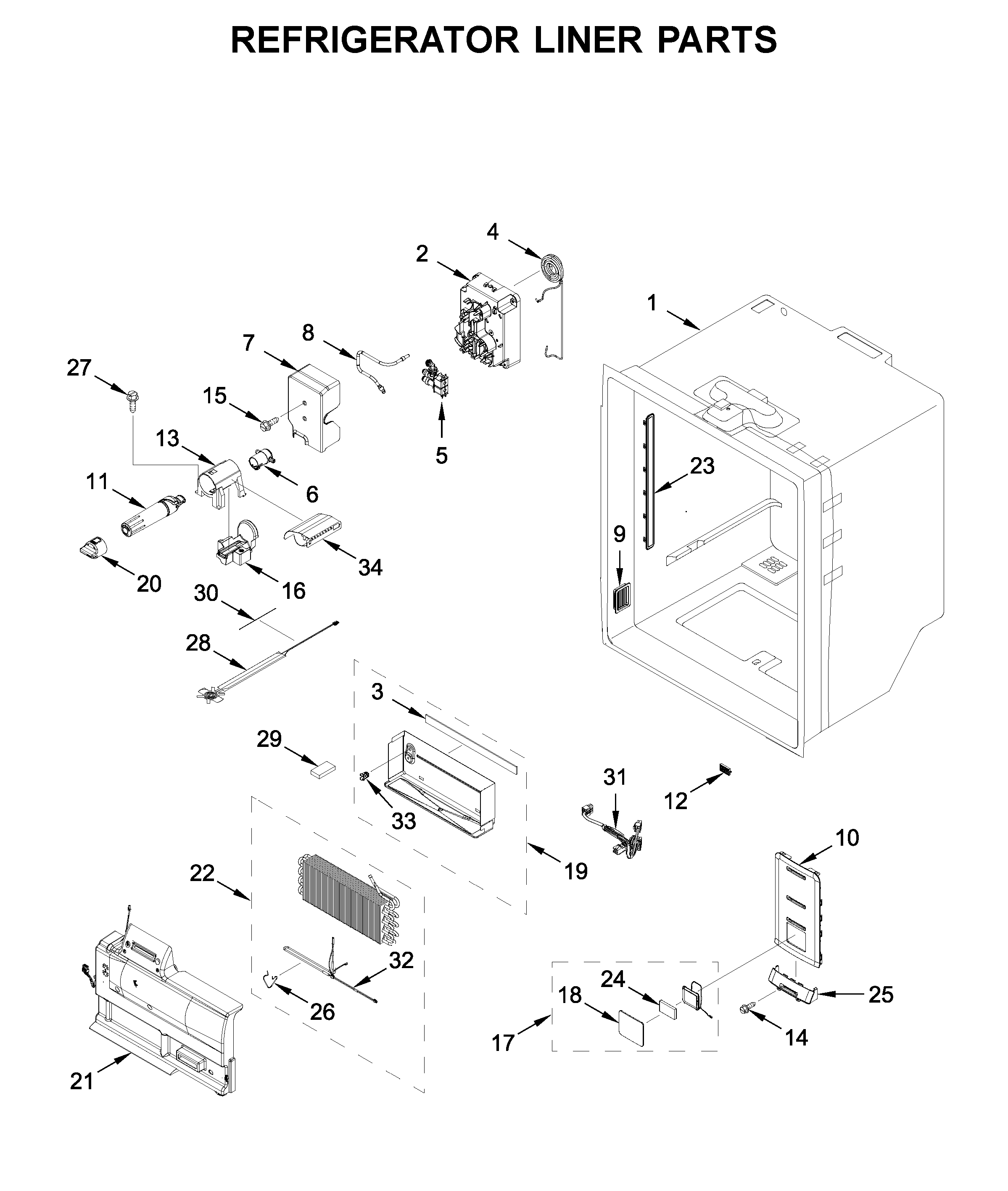 Refrigerator liner parts