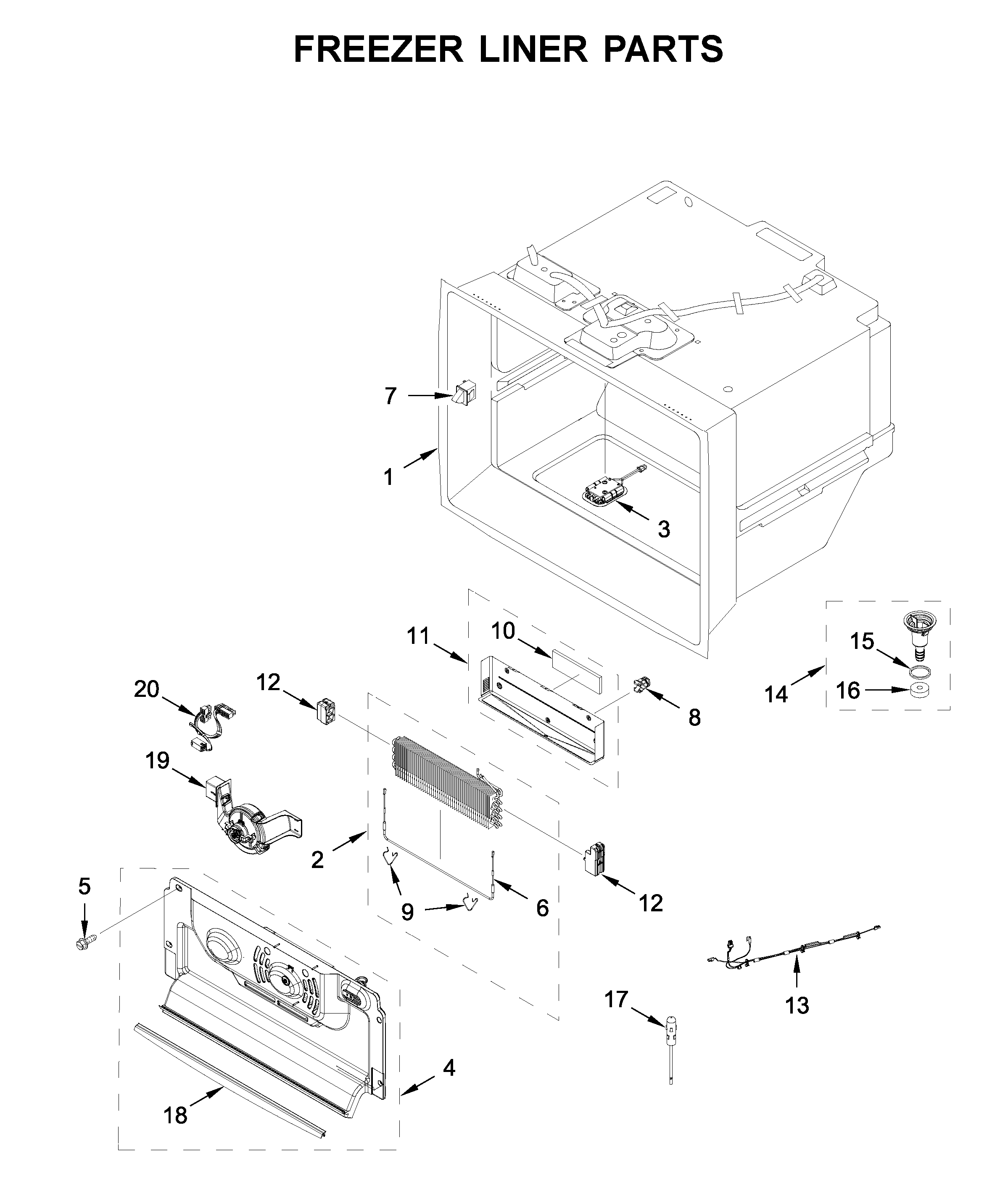 Freezer liner parts