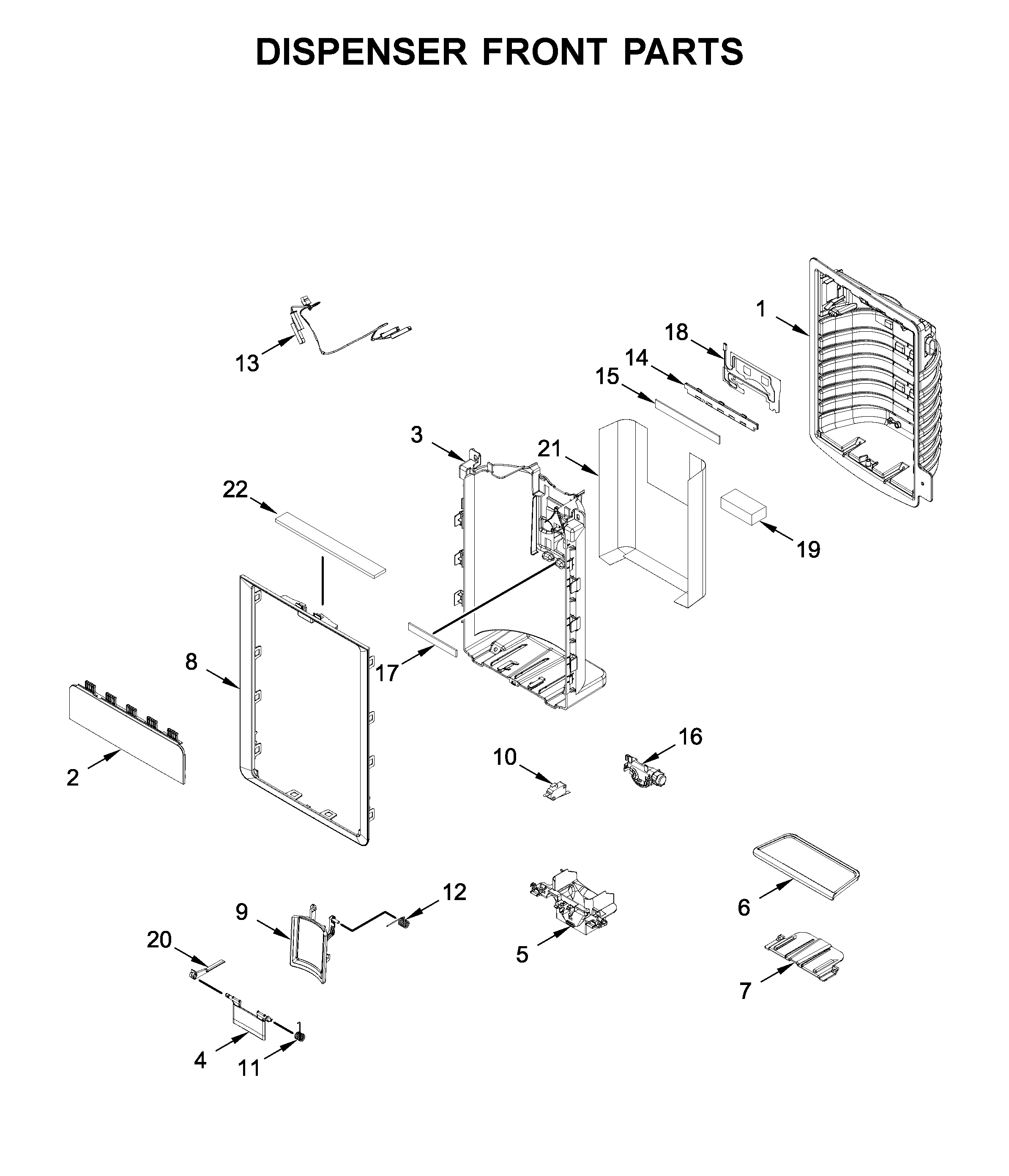 Dispenser front parts