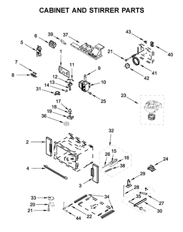 Cabinet and stirrer parts