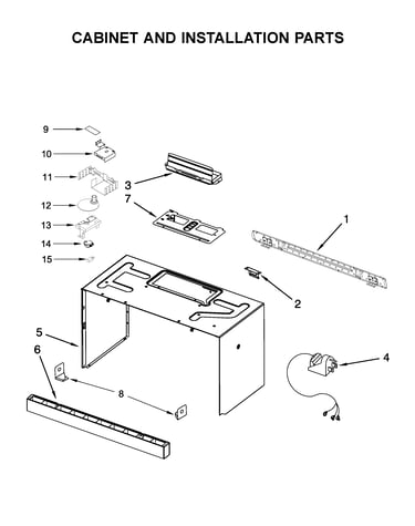 Cabinet and installation parts