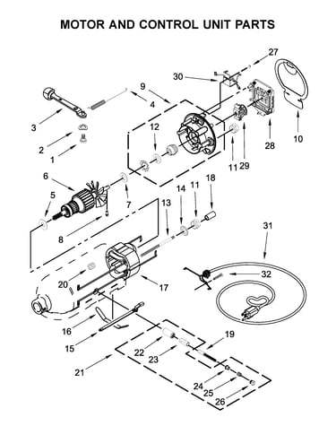 Motor and control unit parts