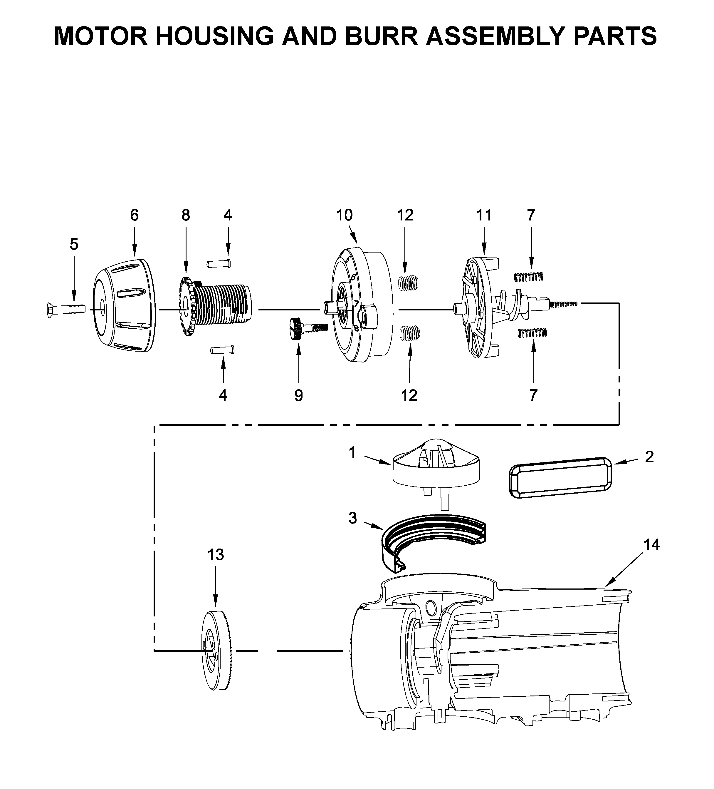 MOTOR HOUSING AND BURR ASSEMBLY PARTS