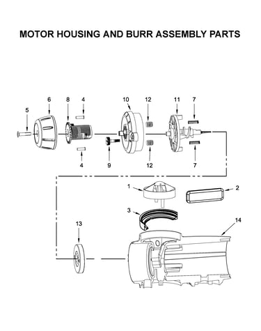 Motor housing and burr assembly parts