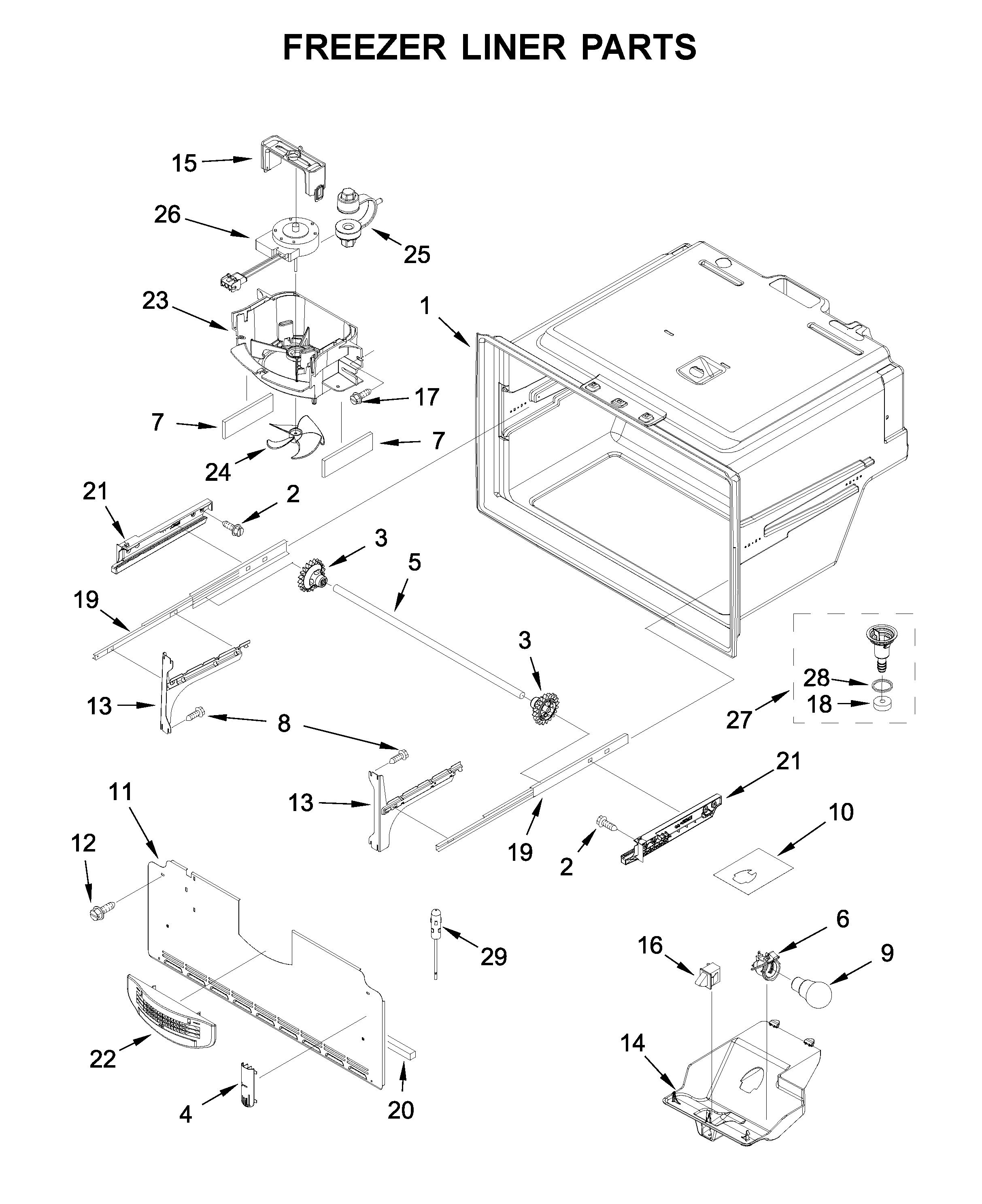 Freezer liner parts