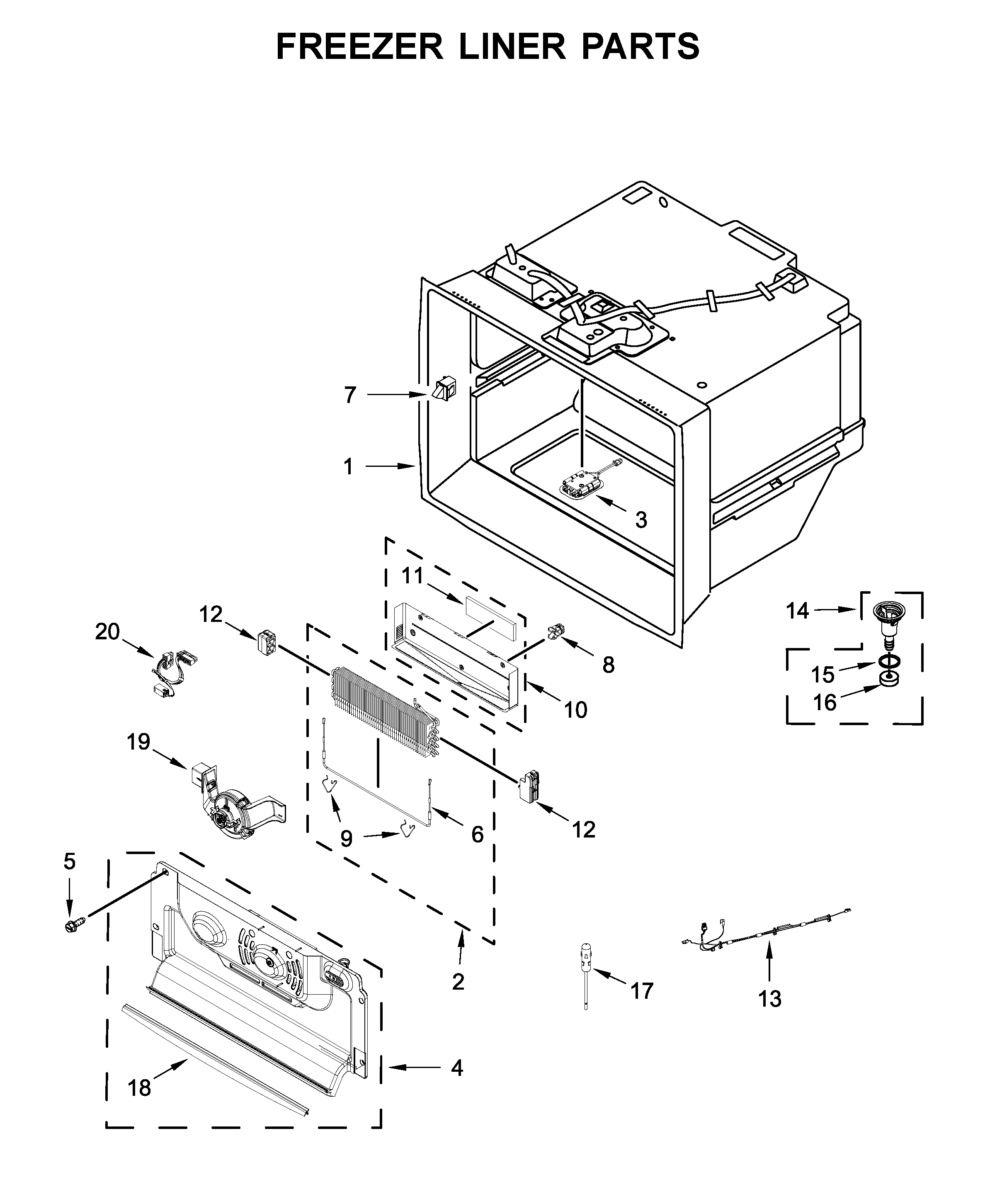 Freezer liner parts