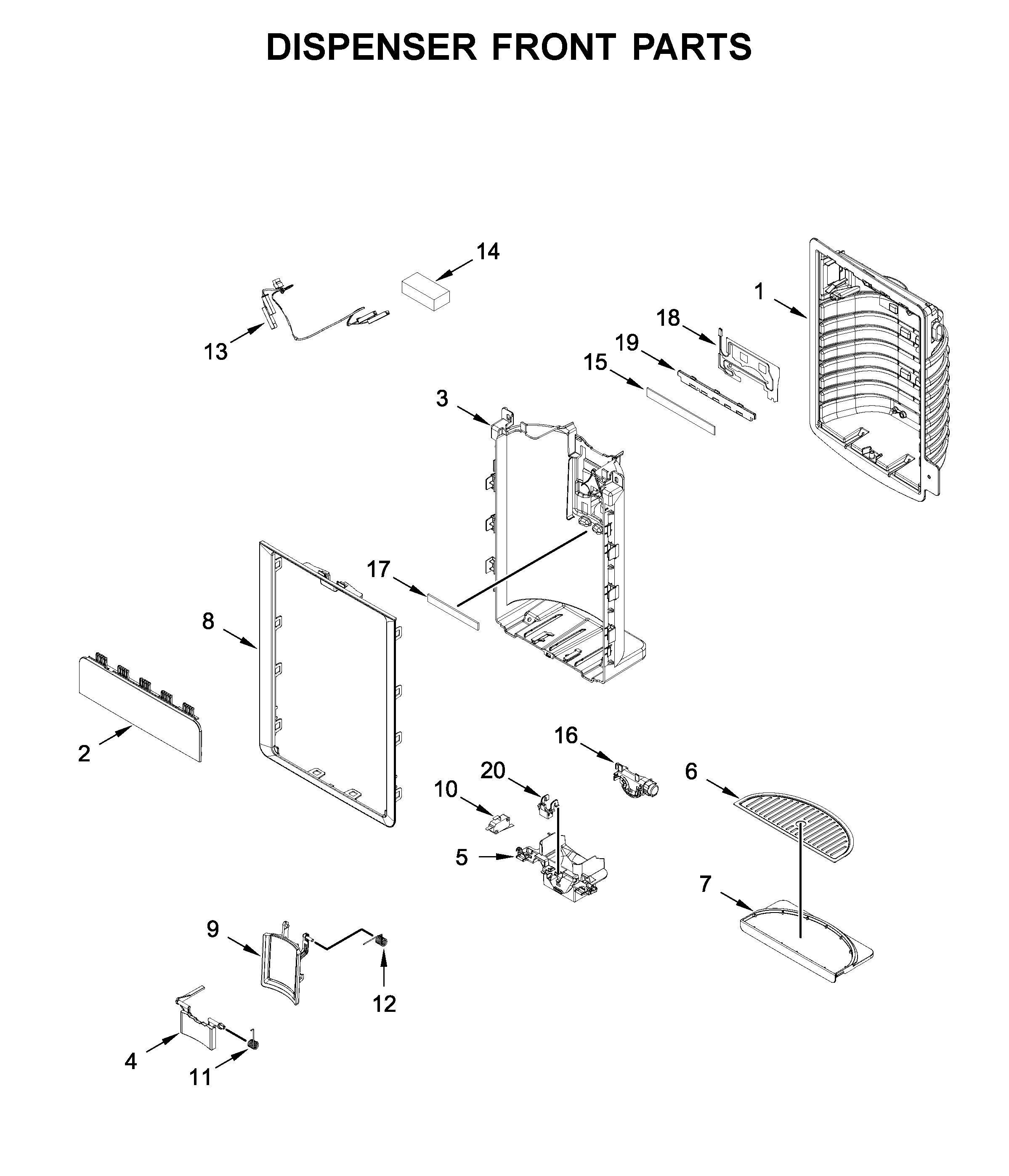 Dispenser front parts