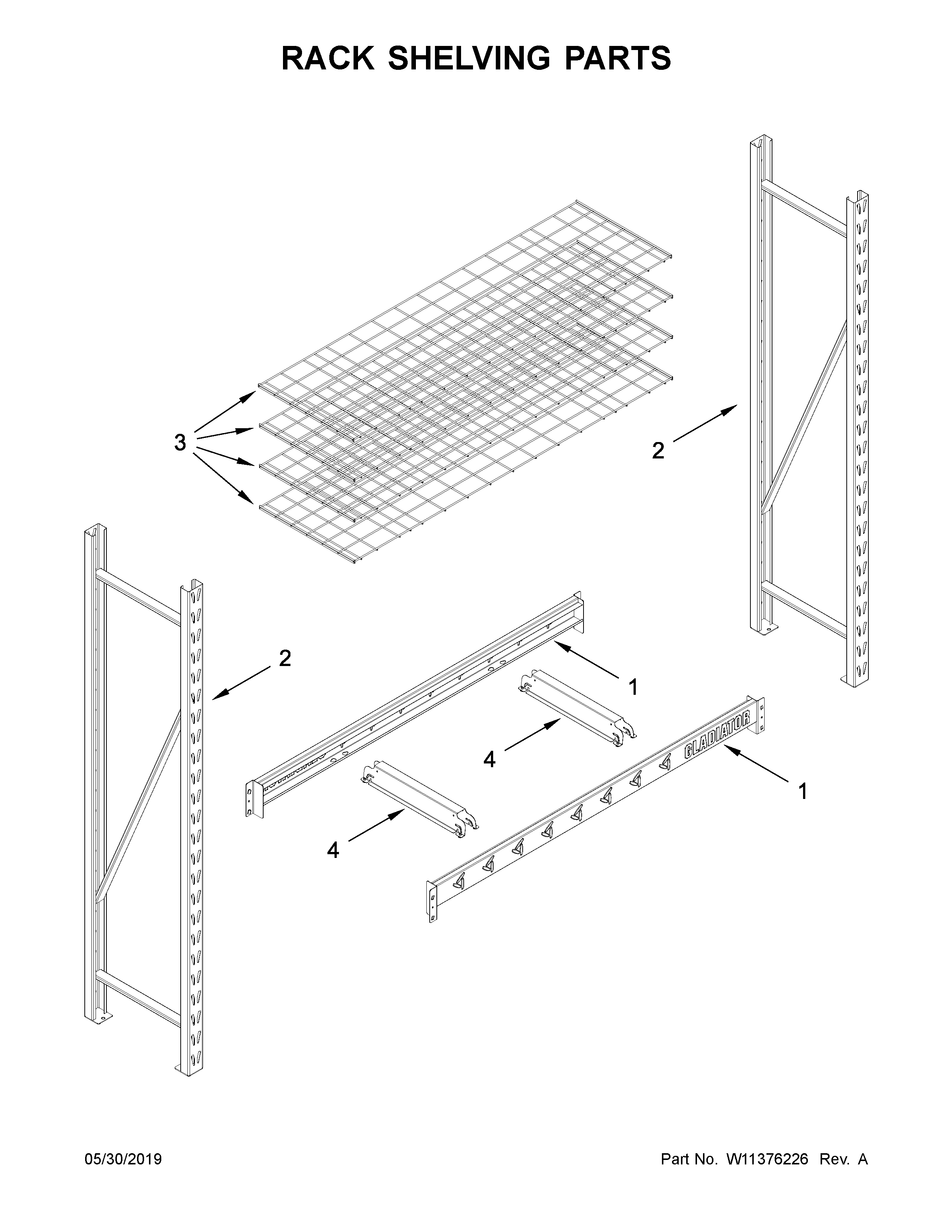 Rack shelving parts