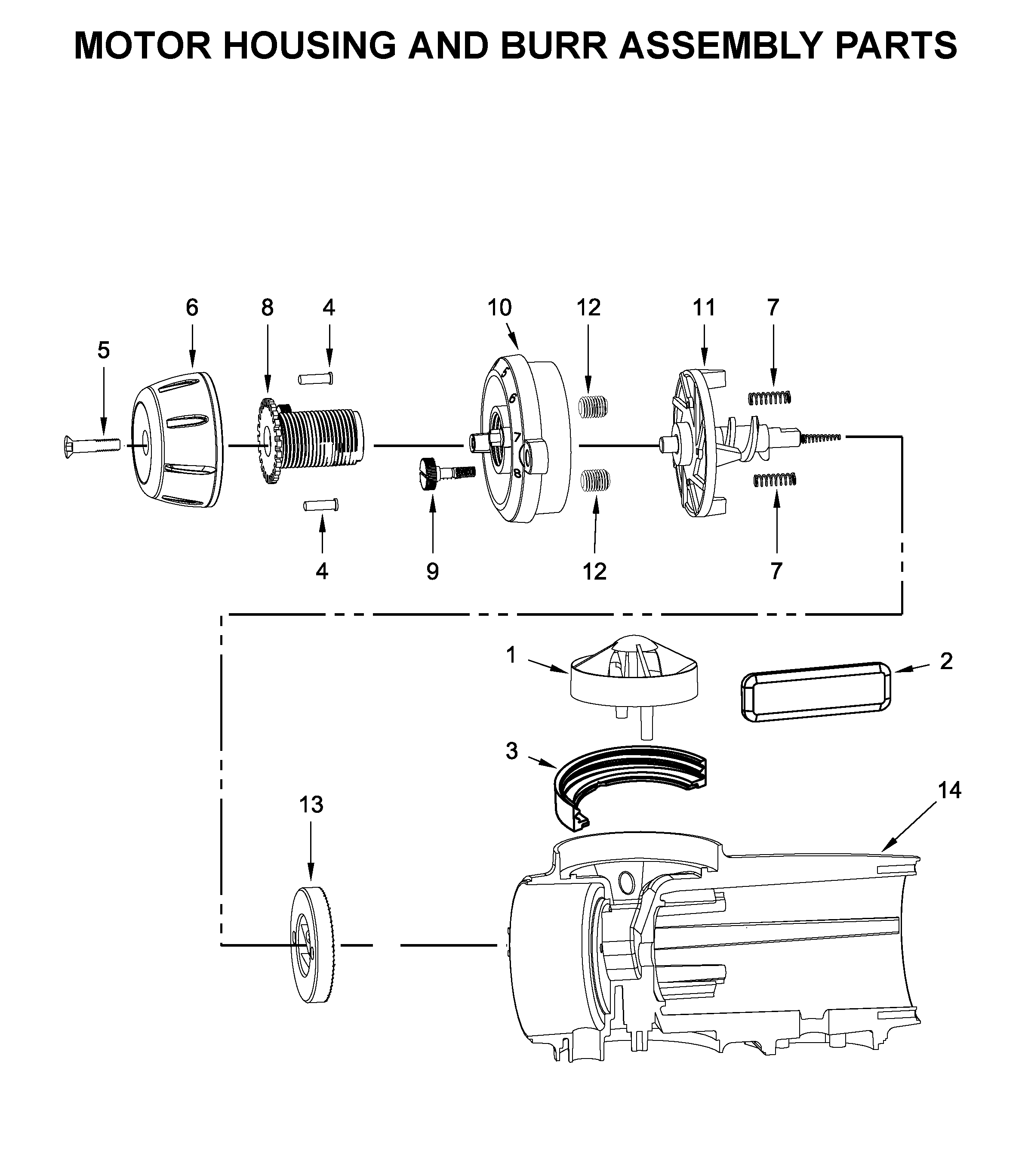 MOTOR HOUSING AND BURR ASSEMBLY PARTS