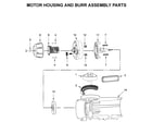 KitchenAid 5KCG0702EMS0 motor housing and burr assembly parts diagram