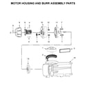 KitchenAid 5KCG0702EAC0 motor housing and burr assembly parts diagram