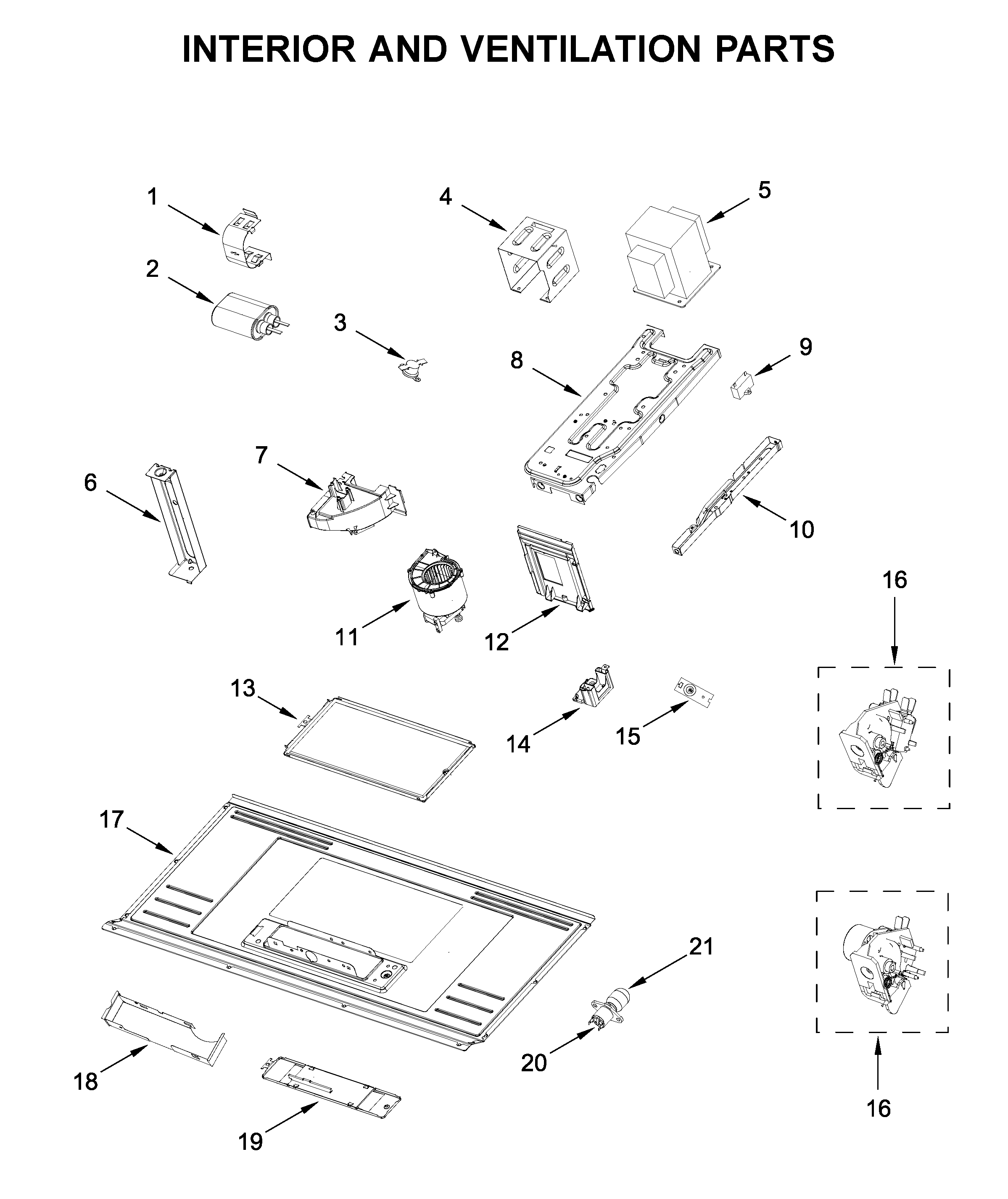 Interior and ventilation parts