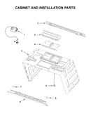 Cabinet and installation parts