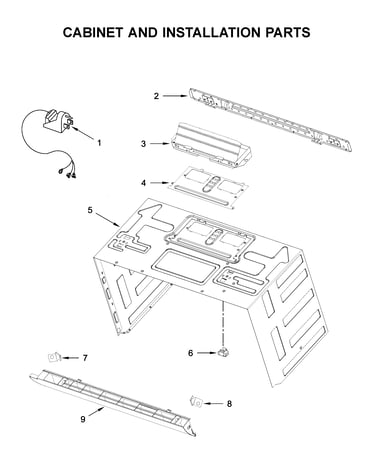 Cabinet and installation parts