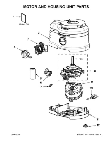 Motor and housing unit parts