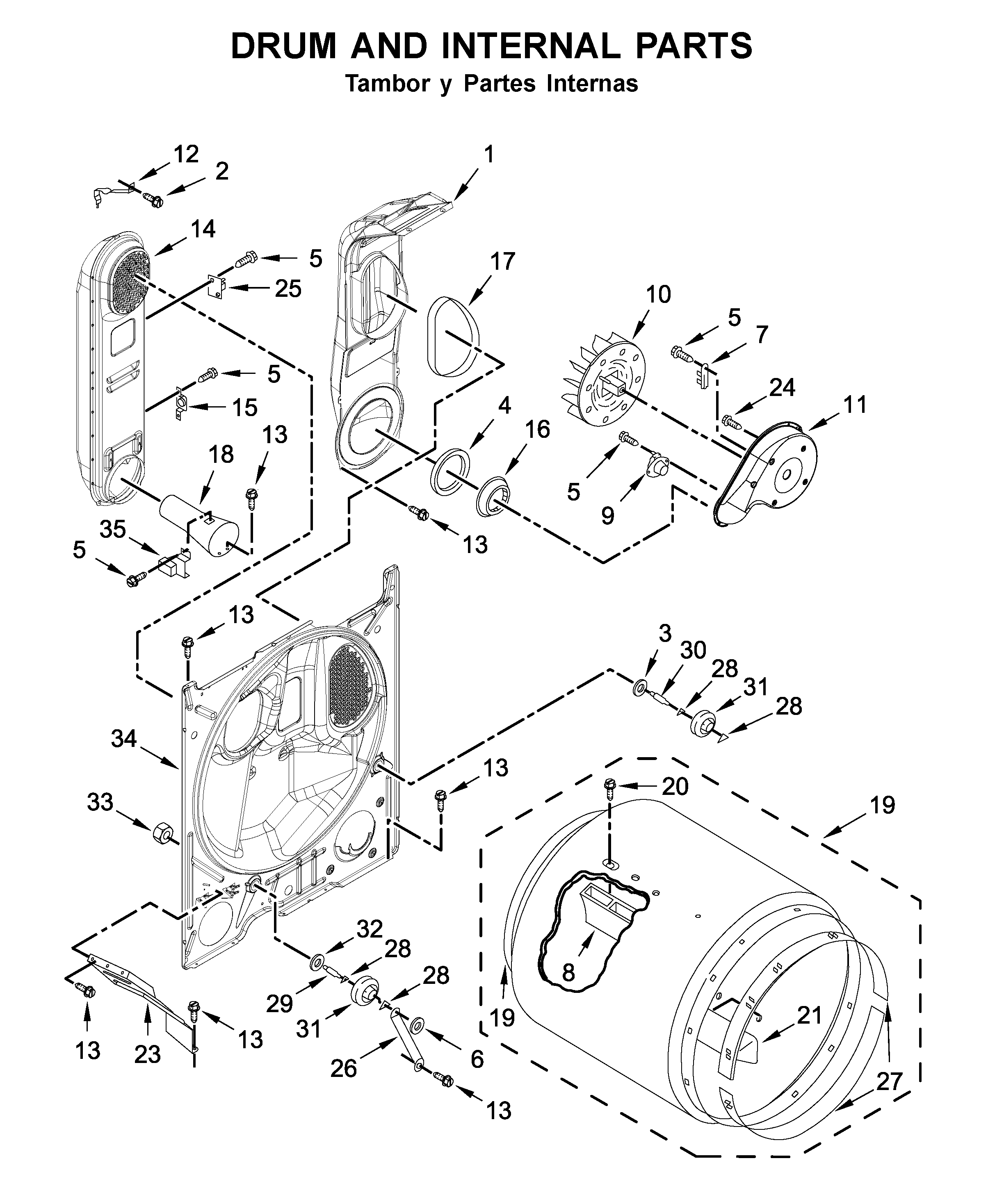 Drum and internal parts