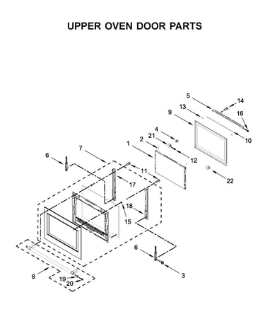 Upper oven door parts
