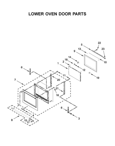 Lower oven door parts