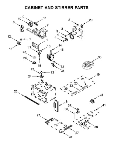 Cabinet and stirrer parts