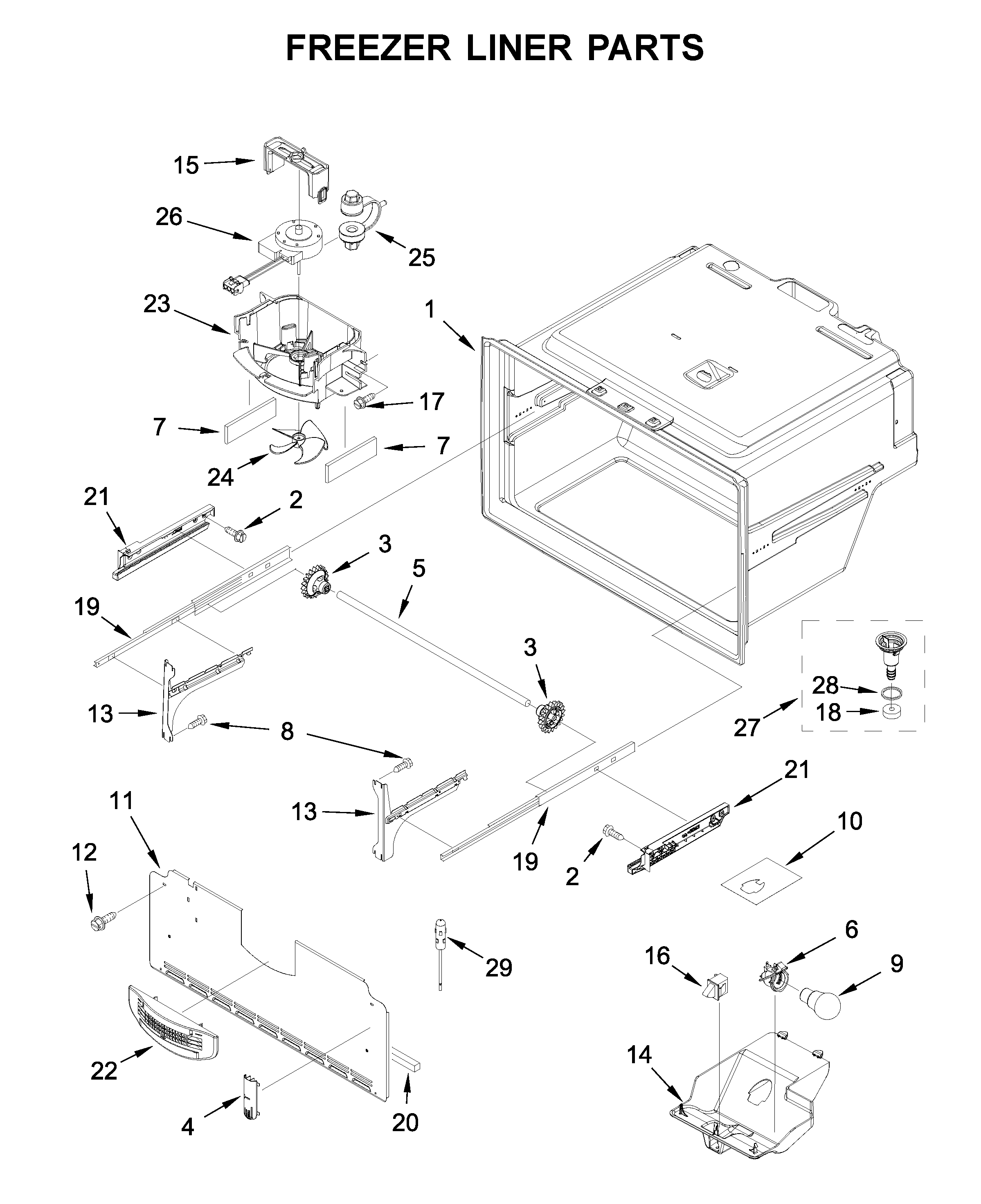 Freezer liner parts