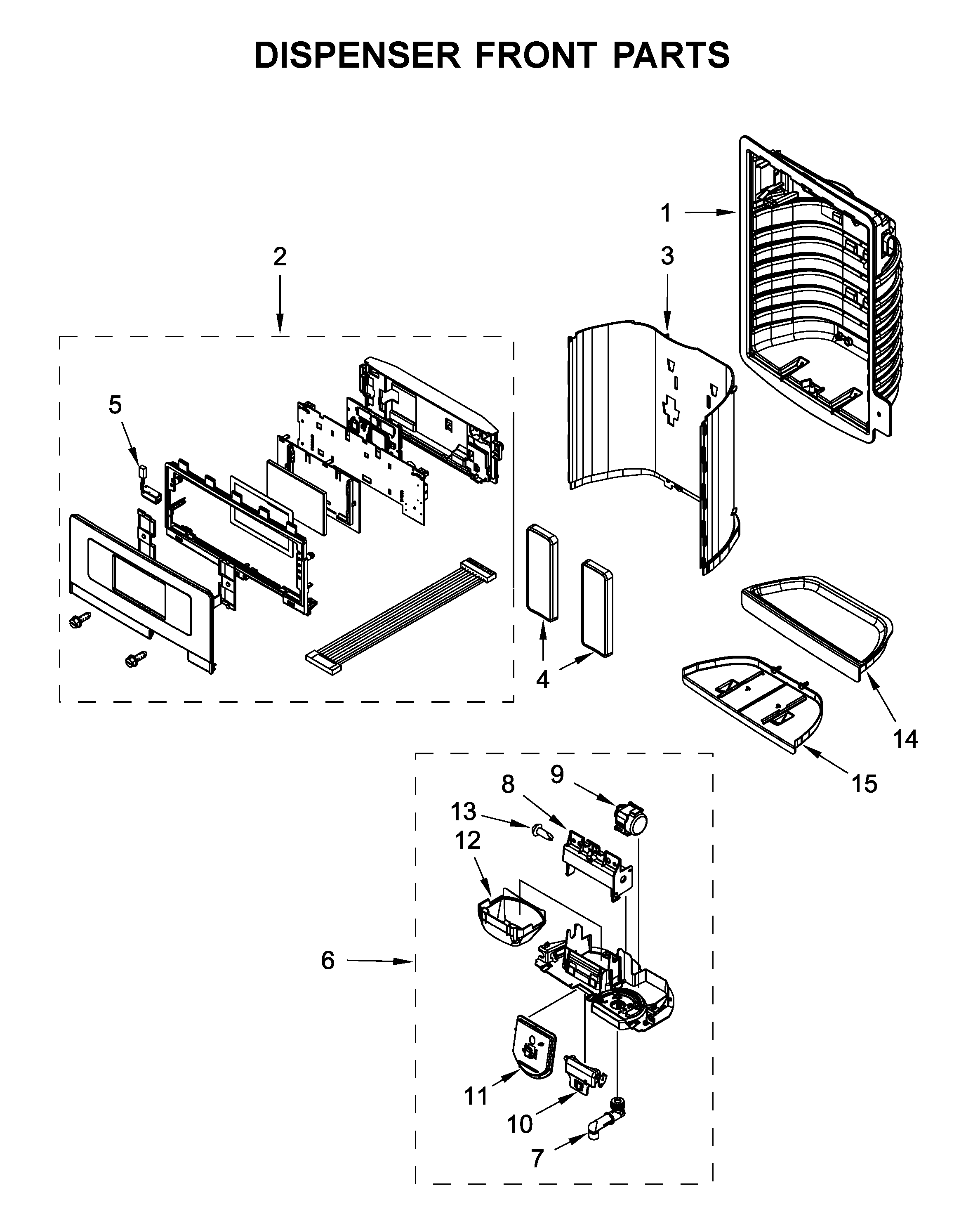 Dispenser front parts