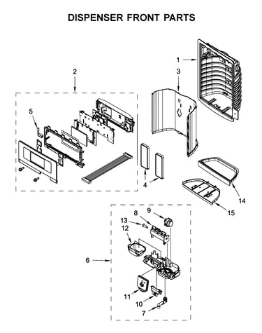 Dispenser front parts