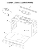 Cabinet and installation parts