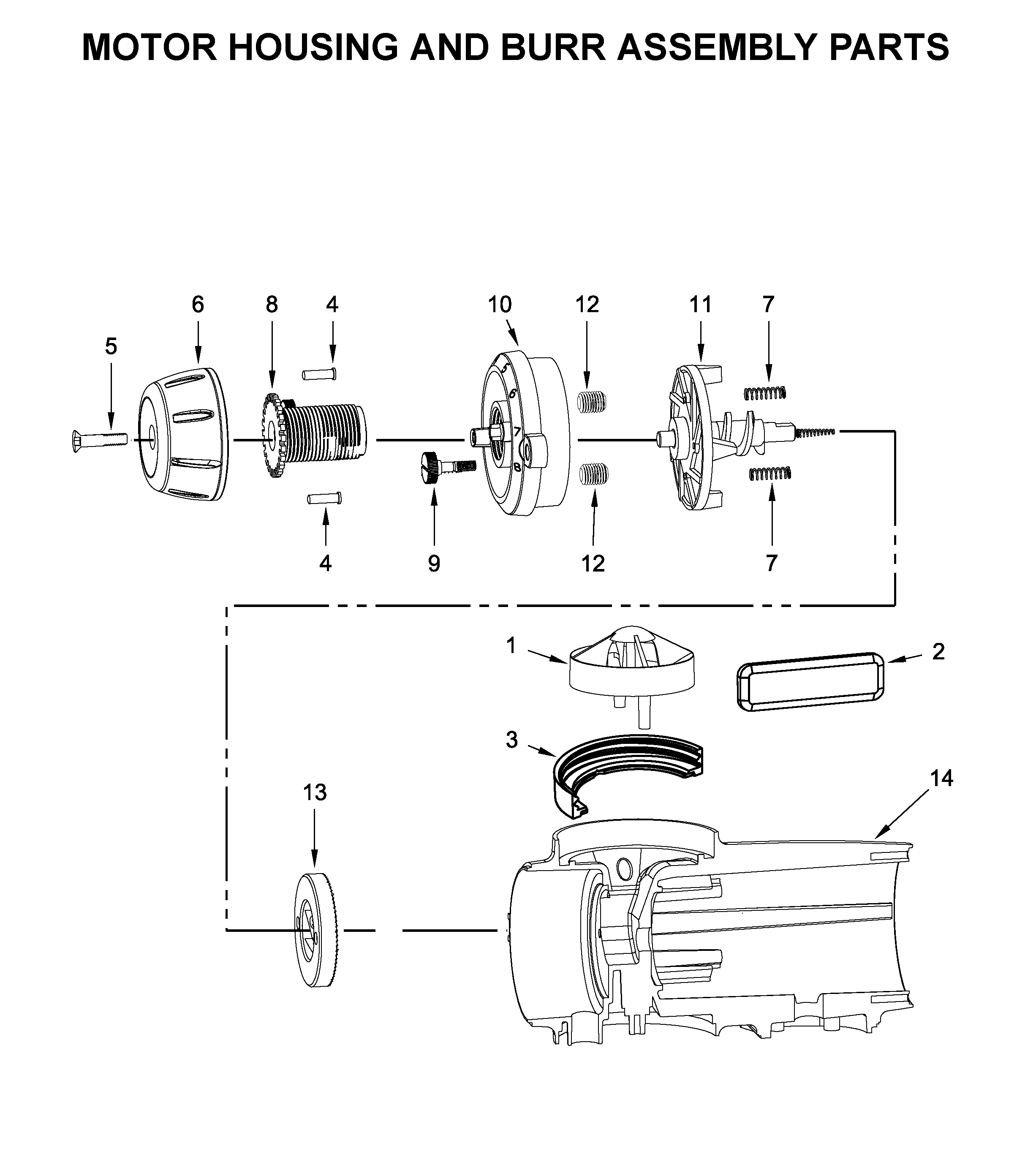 MOTOR HOUSING AND BURR ASSEMBLY PARTS