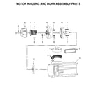 KitchenAid KJE22AEANA0 motor housing and burr assembly parts diagram