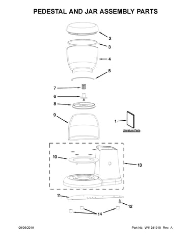 Pedestal and jar assembly parts