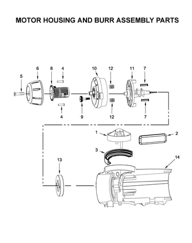 Motor housing and burr assembly parts