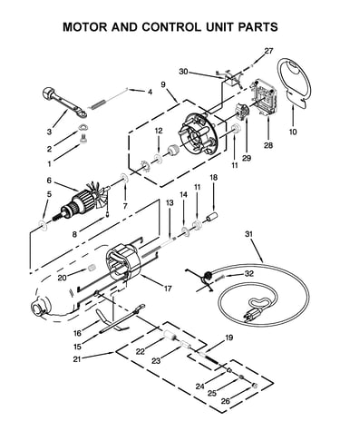 Motor and control unit parts