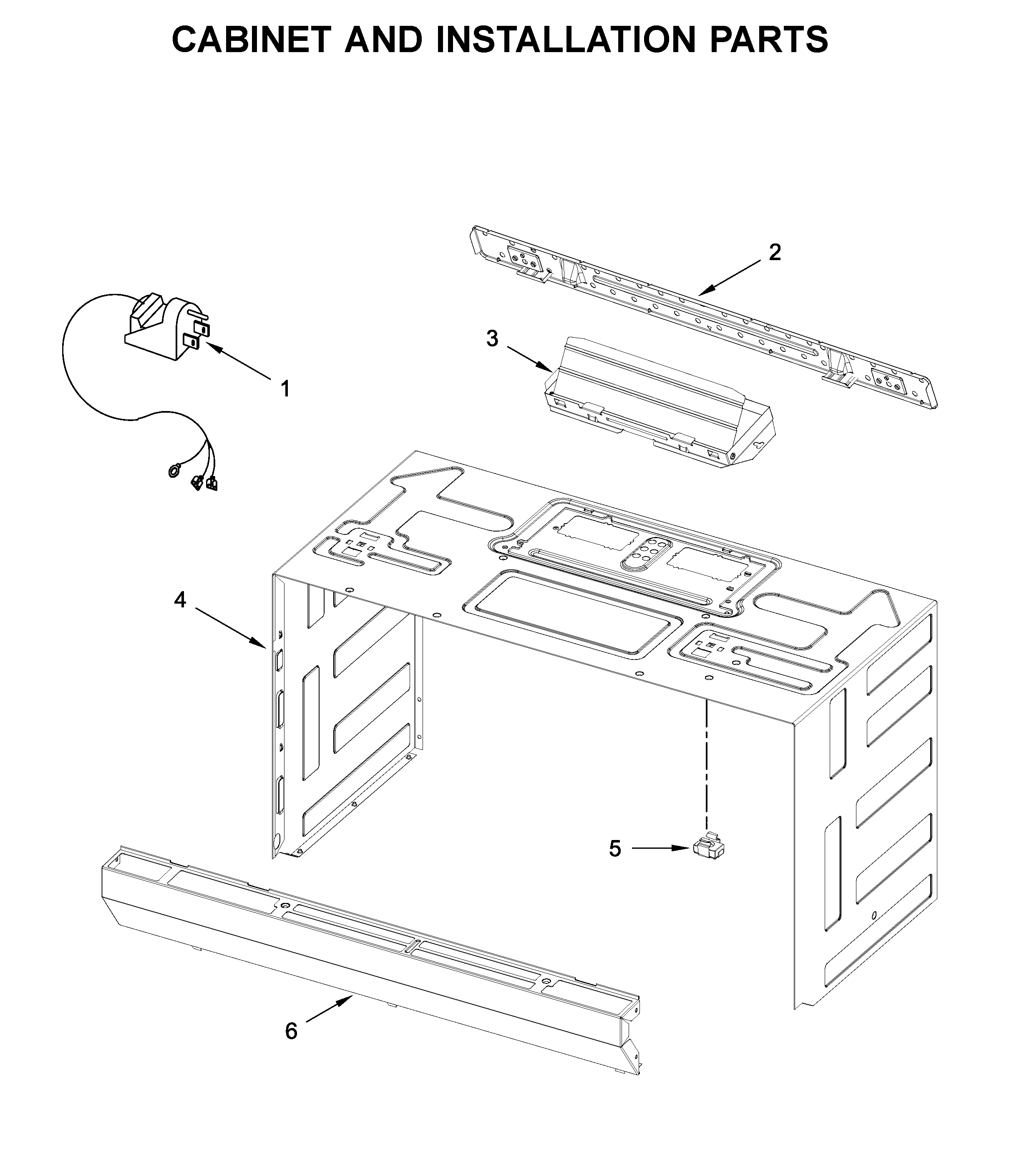 Cabinet and installation parts