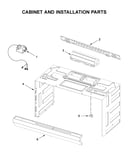 Cabinet and installation parts