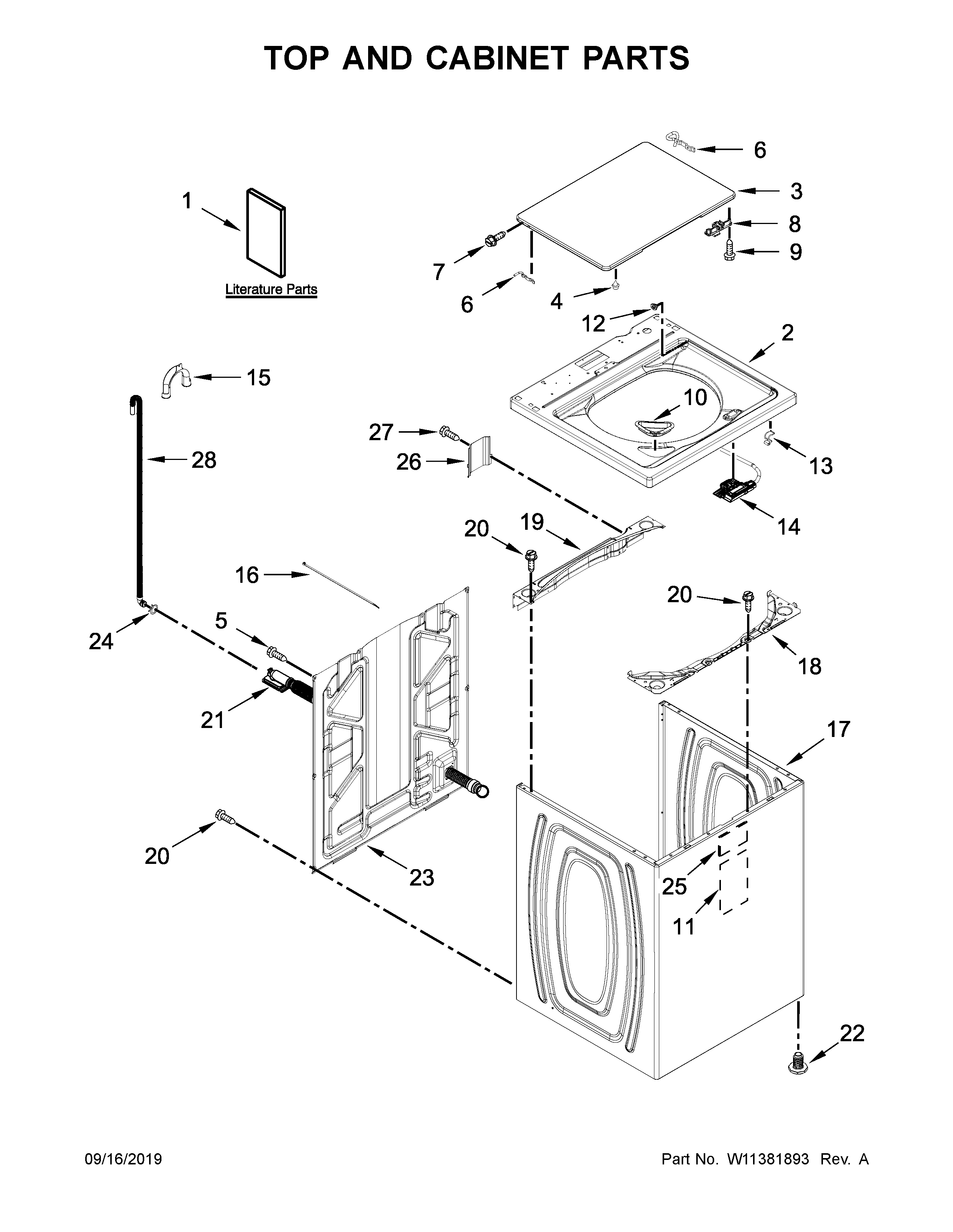 Top and cabinet parts