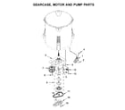 Whirlpool WTW5000DW3 gearcase, motor and pump parts diagram