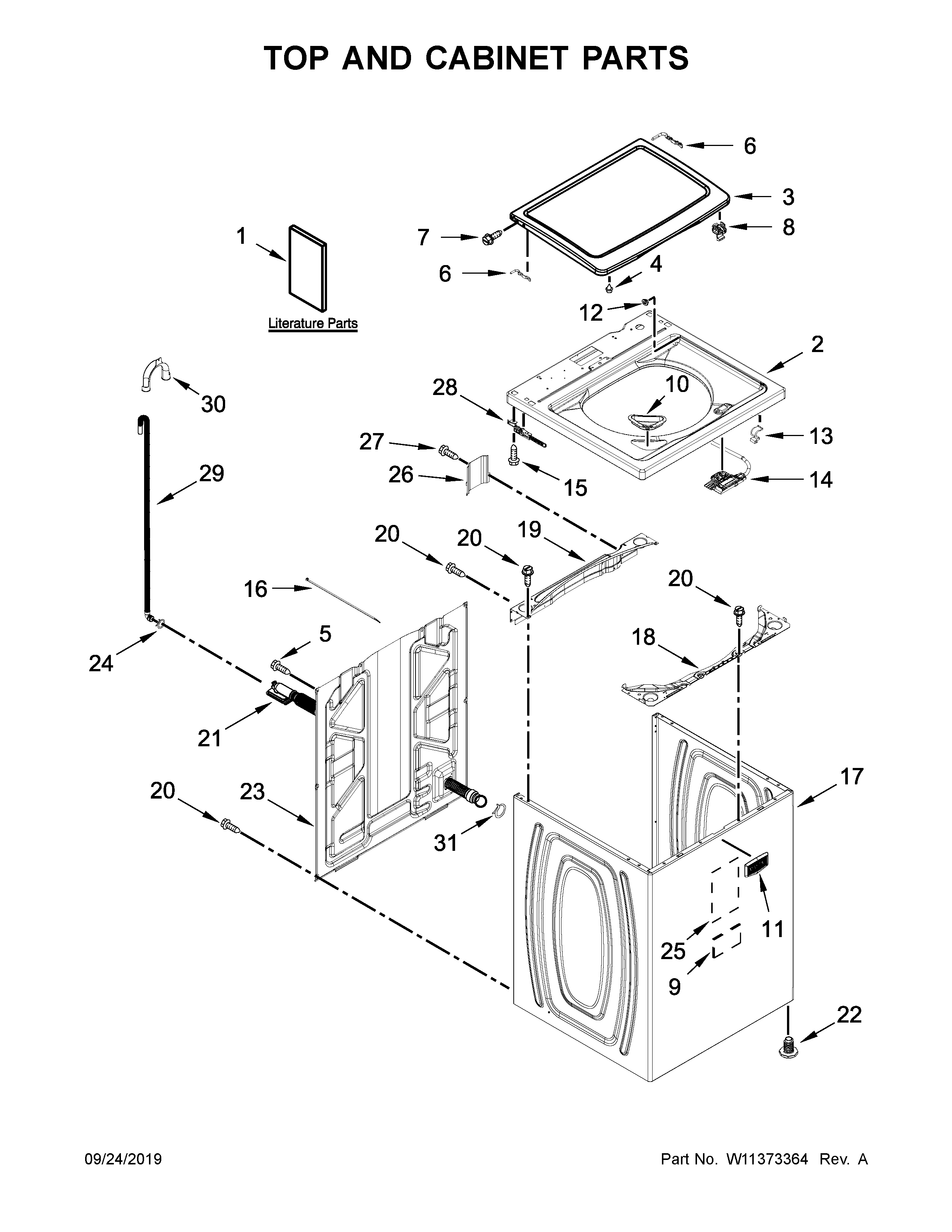 Top and cabinet parts
