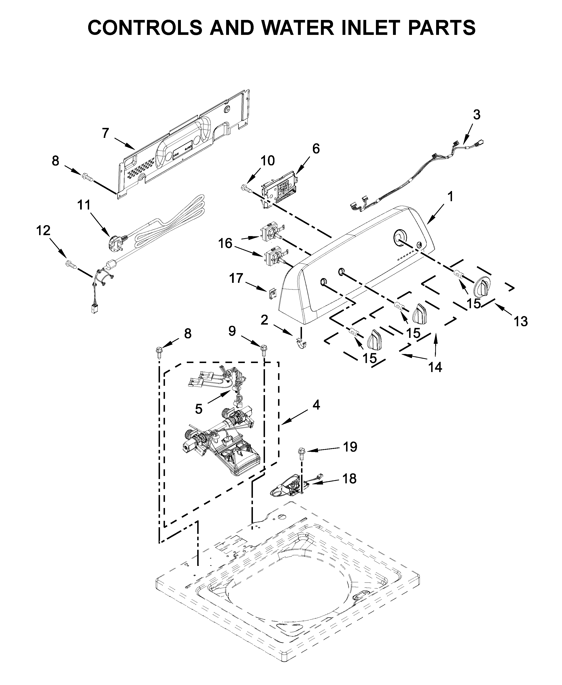 CONSOLE AND WATER INLET PARTS