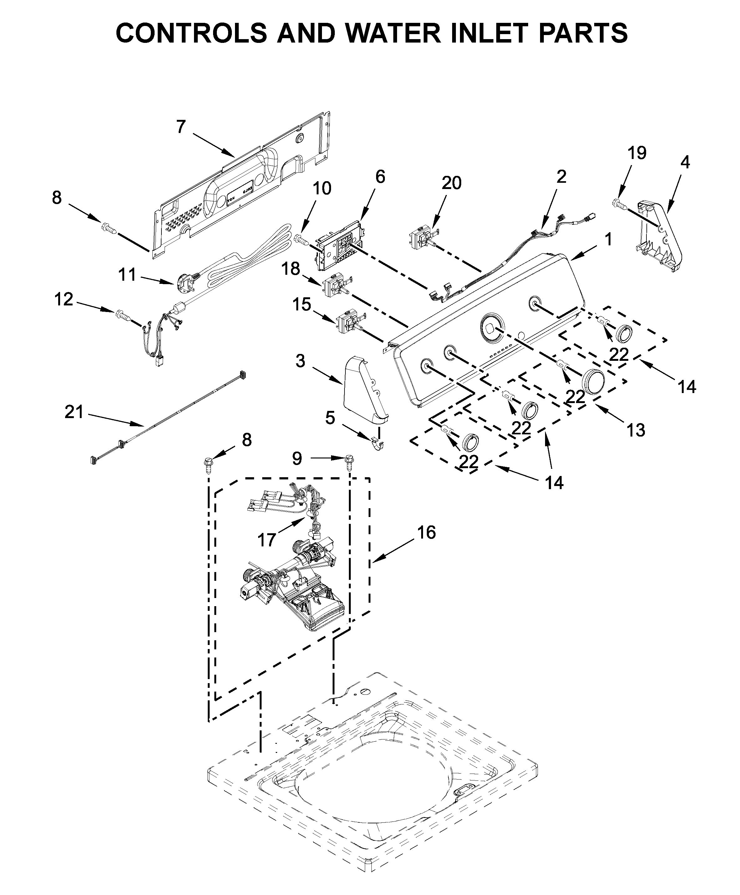 CONSOLE AND WATER INLET PARTS