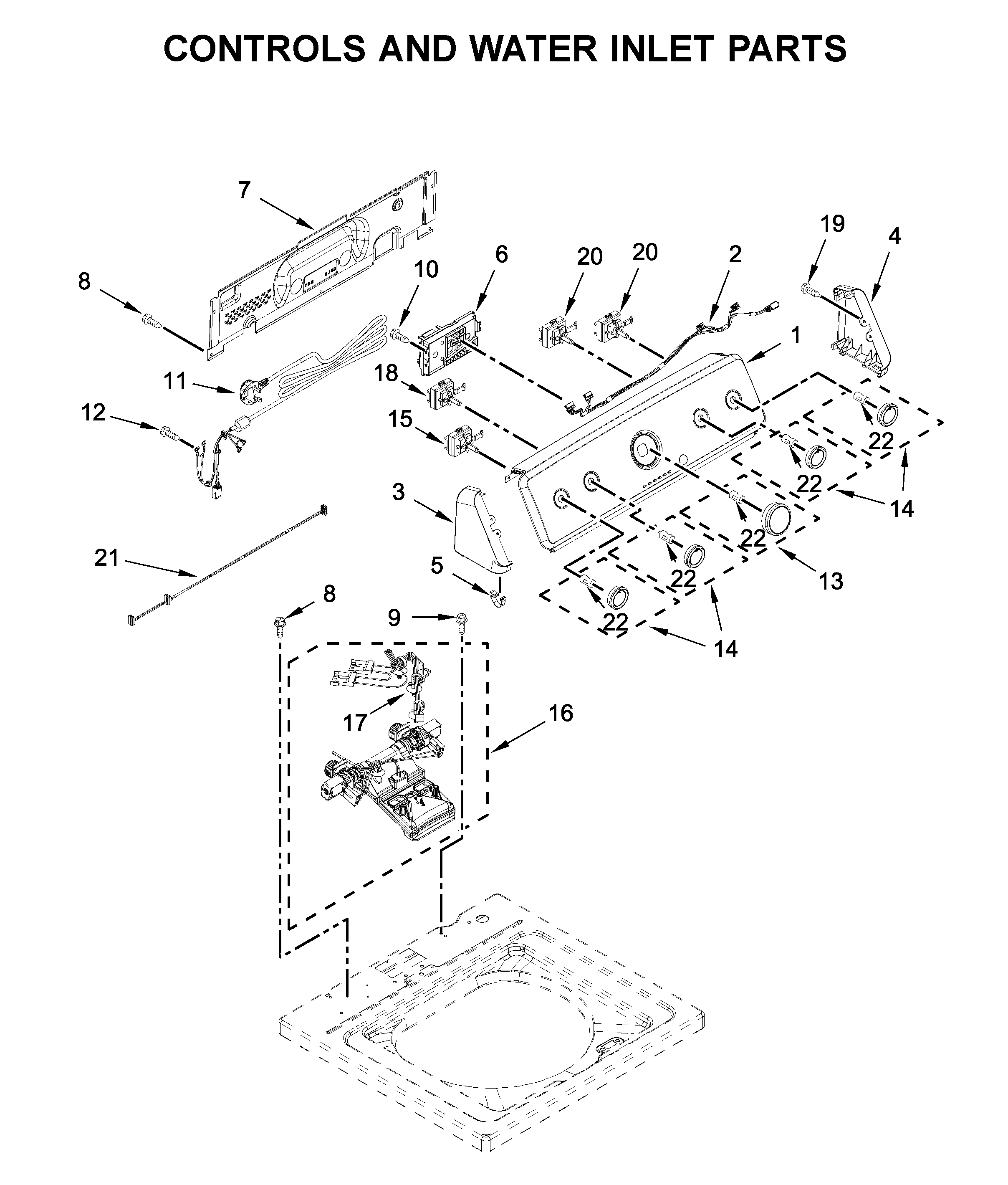 CONSOLE AND WATER INLET PARTS