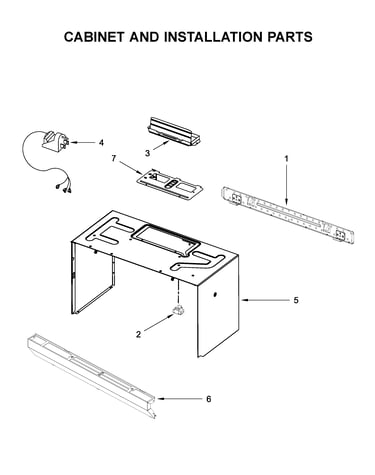 Cabinet and installation parts
